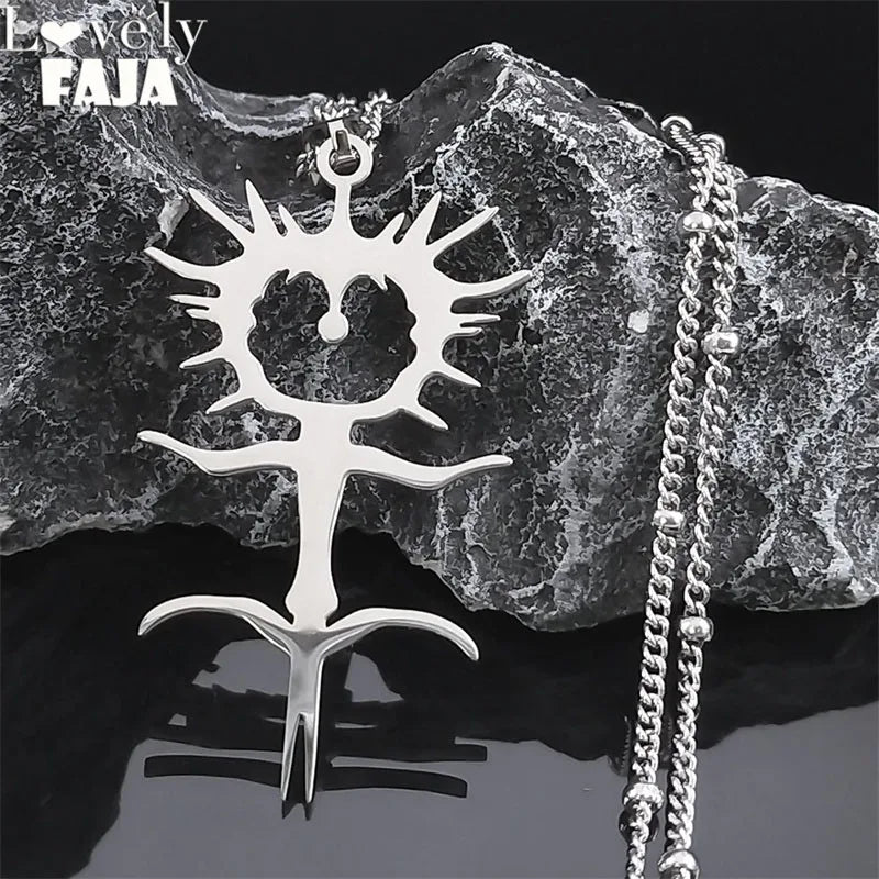 Statement Chain Pendant Necklace — Stainless Steel