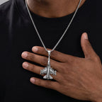 Men Stainless Steel Fighter Jet Pendant Necklace Silver Color Airplane Chain Punk Hip Hop Aviation Enthusiast Jewelry Gift