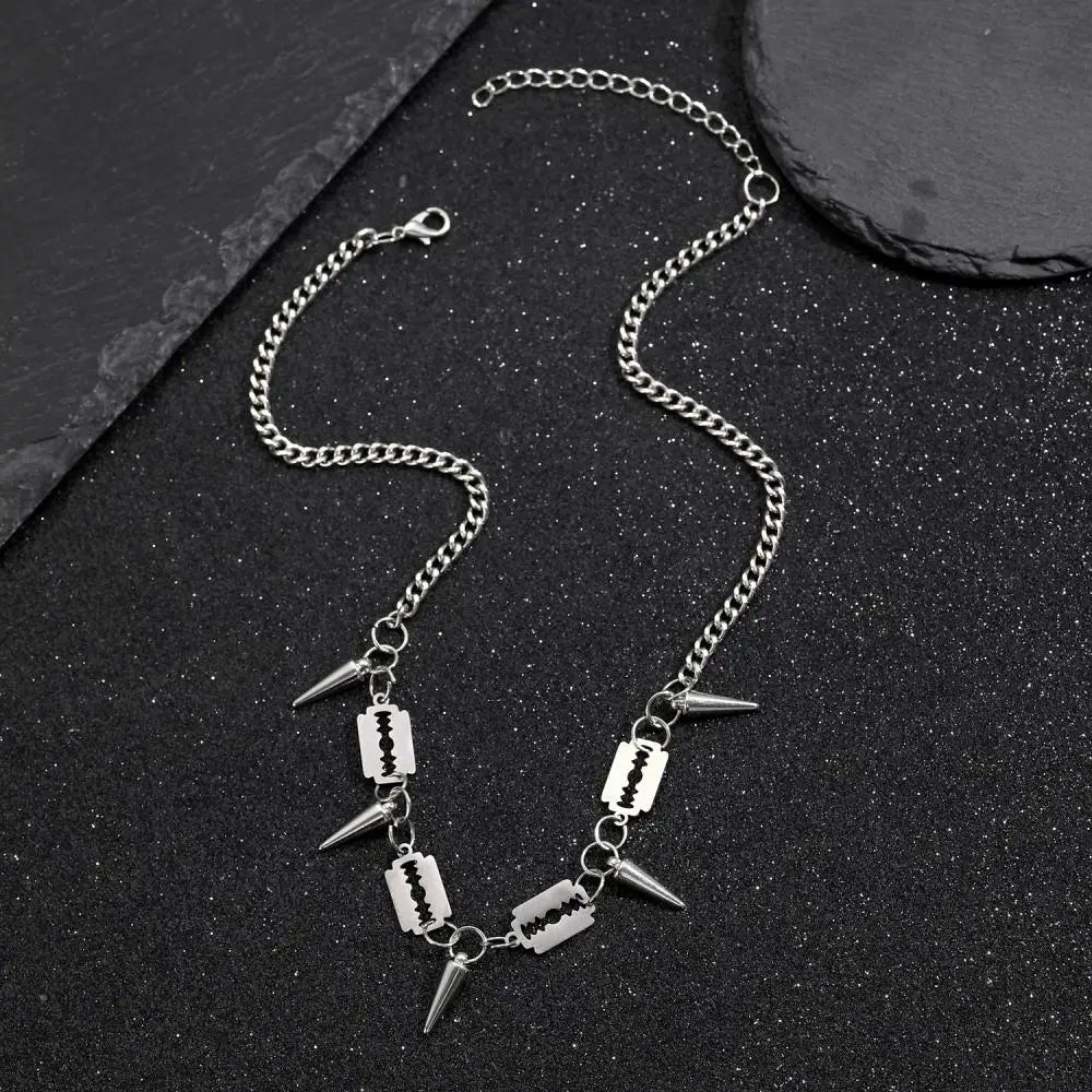 Punk Razor Spike Pendant Necklace