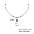 Blue Stone Cuban Pendant Necklace — SS
