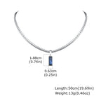 Blue Stone Cuban Pendant Necklace — SS