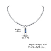 Blue Stone Cuban Pendant Necklace — Stainless Steel