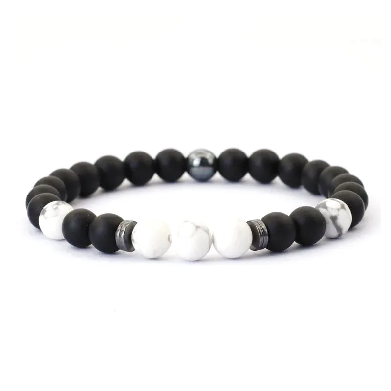 Mens Bracelet 8mm Onyx Tiger Eyes Stone Beaded Braclet Hematite Healing Braslet Cadeau Homme Leisure Accessories