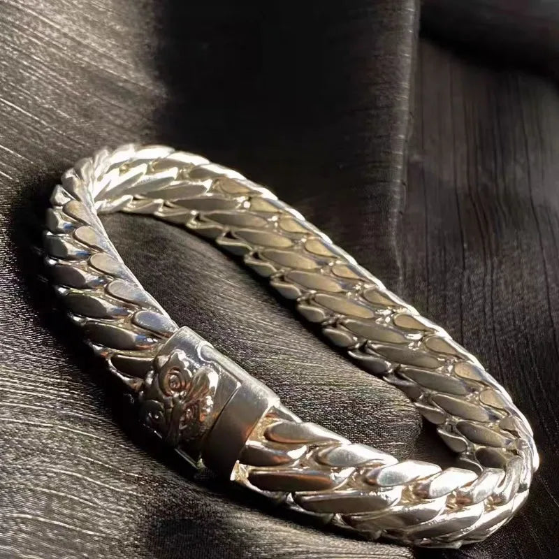 Lion Head Cuban Link Whip Chain Bracelet — Wide Bold, 22cm