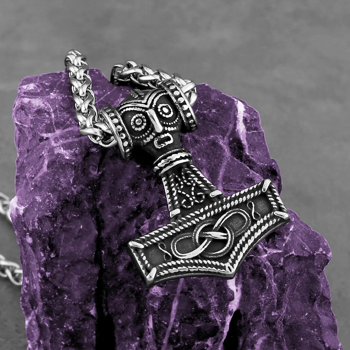 Fashion Viking Anchor Mjolnir Necklace Stainless Steel Men's Celtic Knot Hip Hop Amulet Pendant Vintage Charms Jewelry