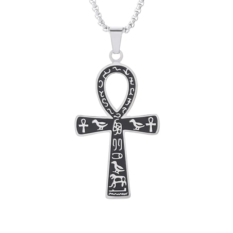 Shining Iced Out Ancient Egyptian God Eye of Horus Cross Pendant Necklace for Men and Women Hip Hop Trendy Amulet