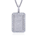 Iced Out Rectangle Pendant — 925 Silver