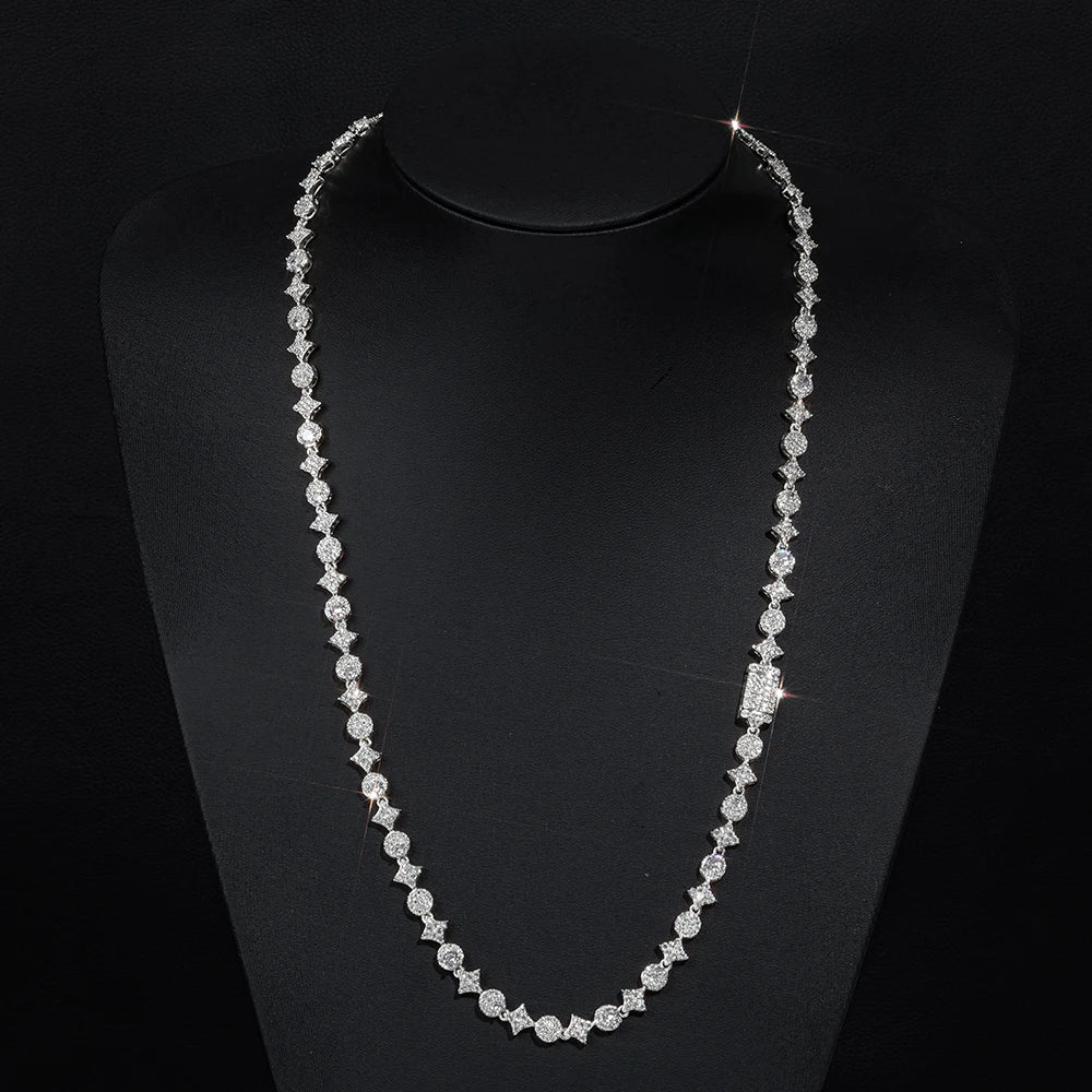 Star Tennis Chain Necklace Iced Out Mixed Cut