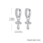 Jesus Cross Textured Dangle Earrings — Stainless Steel