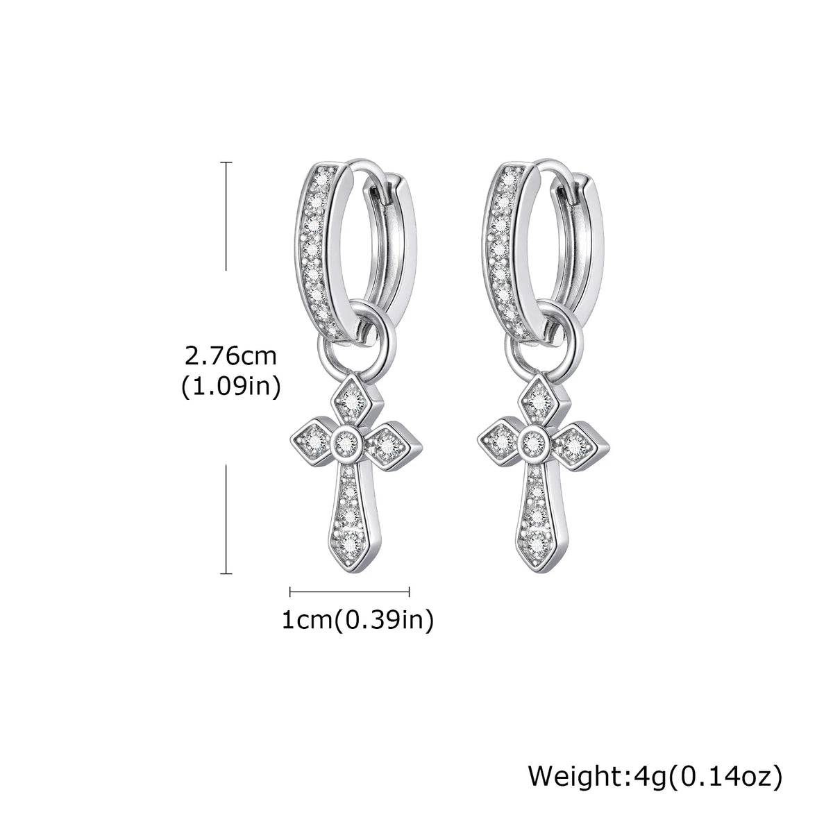 Jesus Cross Textured Dangle Earrings — Stainless Steel