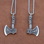 Stainless Steel Viking Double Axe Necklace Men's Vintage Nordic Wolf Axe Pendant Chain Scandinavian Party Jewelry Accessories