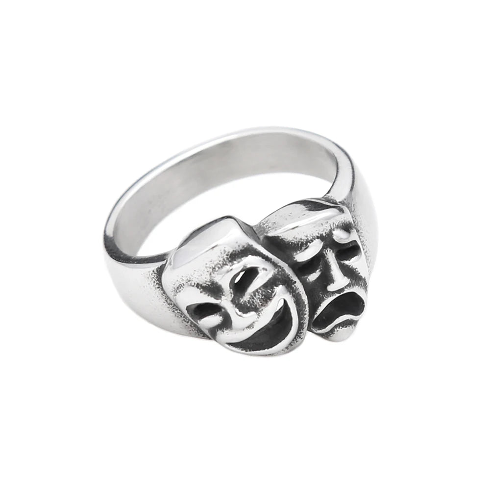 Steel Ring Vintage 316L Stainlesss Cry Smile