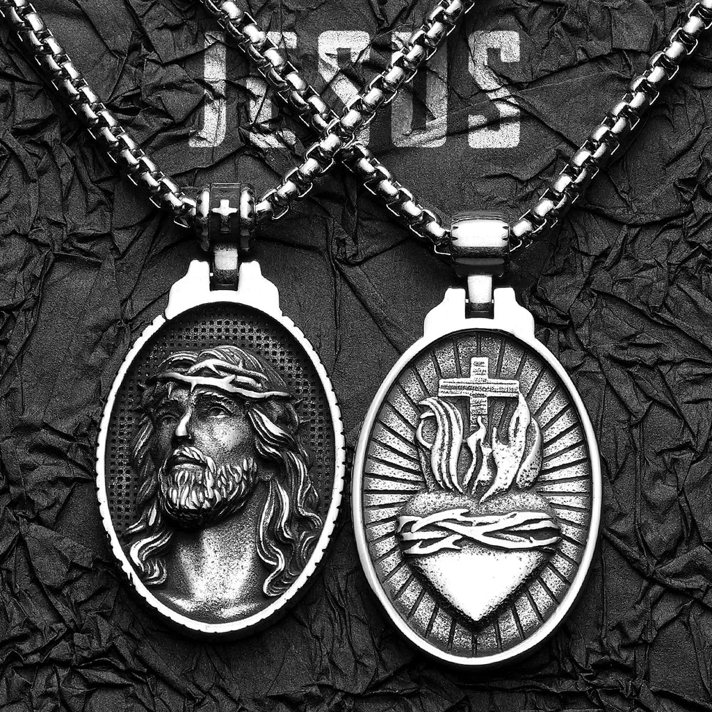 Jesus Pendant Necklace — Stainless Steel