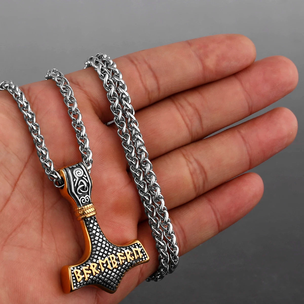 Original Viking Stainless Steel Thor Hammer Multiple Styles Domineering Unisex Necklace Pendant Boyfriend Gift