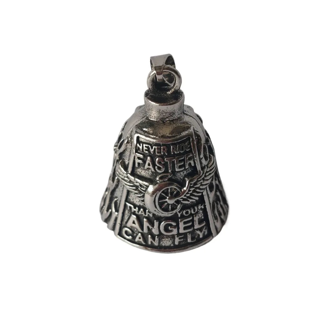 3D Design Motorcycle Guardian Bell Punk Style Wing Design Biker Good Luck Charm Alloy Retro Angel Pendant Bell Daily Wear