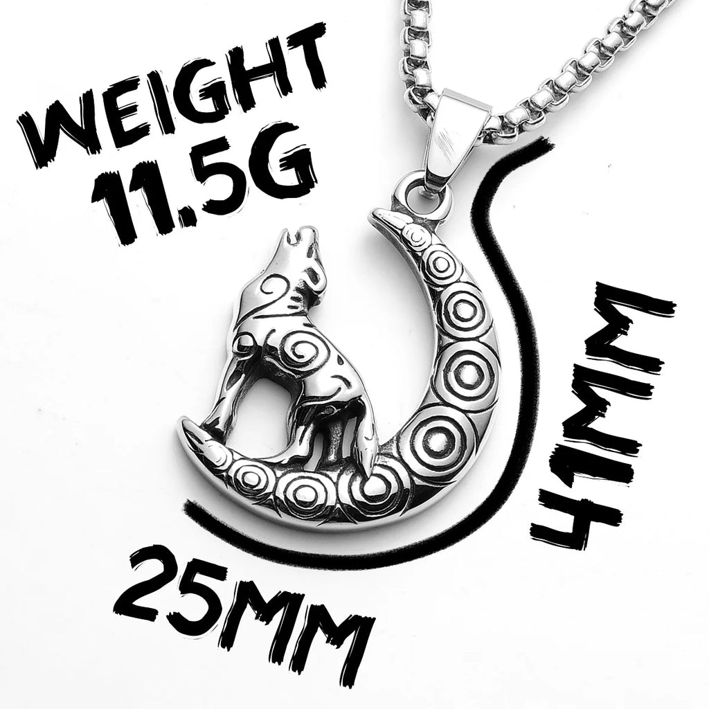 Wolf Stainless Steel Pendant Necklace