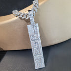 Custom Square Letter Multiple Rows Pendant For Men Personalized Mumber Necklace Cuban Link Chain Design Fonts Hip Hop Jewelry