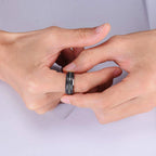 Fashion 8mm Men Rings Black Groove Matte Stainless Steel Rings For Men Wedding Engagement Jewelry Anniversary Birthday