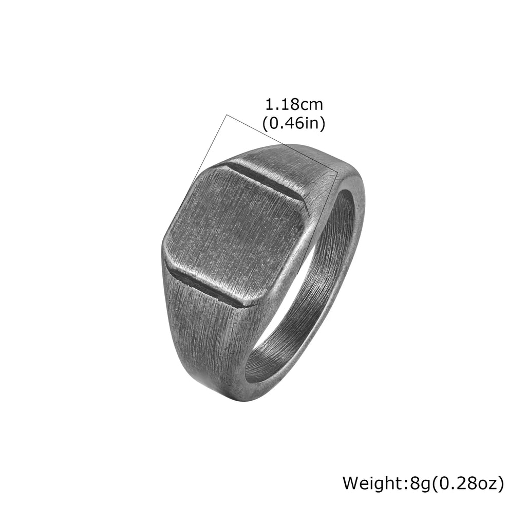 Vintage Punk Square Signet Ring for Men,Stainless Steel Ring Plain Statement Ring,Chunky Ring Geometric Thumb Ring