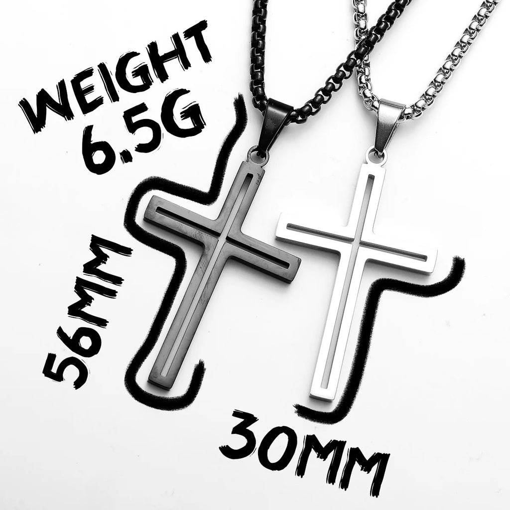 Cross Pendant Necklace Stainless Steel Hollow