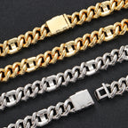 Iced Out Cuban Chain Necklace Stainless Steel 15MM