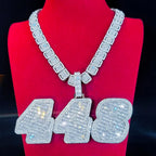 Custom Ice Number Word Pendant Chain Icy Baguettecz Letter Necklace Solid Back Laser Engraving Personalized His Birthday Gifts