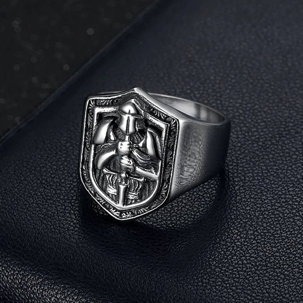 Vintage Templar Stainless Steel Ring