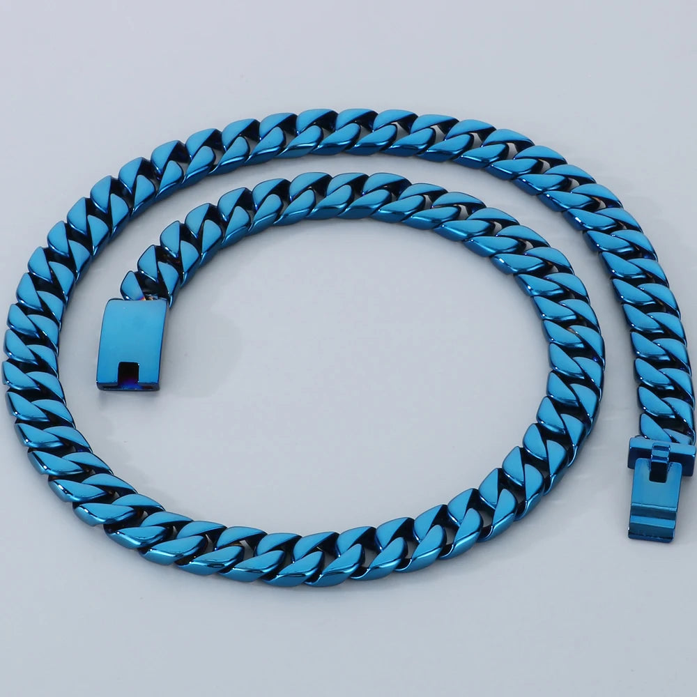 50/60CM Long 12MM Wide Cuban Link Chain Necklaces for Man Solid Stainless Steel On Neck Chains Party Male Jewelry Gifts