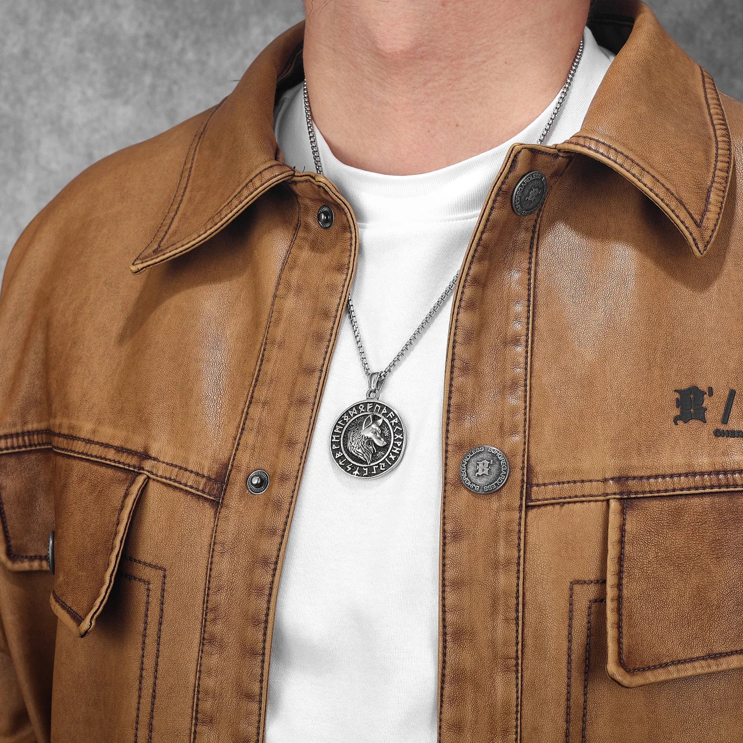 Viking Wolf Stainless Steel Pendant Necklace