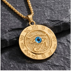 Ancient Egyptian Eye of Horus & Evil Eye Stainless Steel Necklace, 3 Colors Optional | Retro Mystic Symbol Pendant