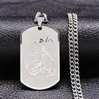 SAINT MICHAEL Archangel Pendant Necklace For Women Men Stainless Steel Dog Tag Metal Shape Necklaces Religious Jewelry