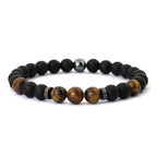Mens Bracelet 8mm Onyx Tiger Eyes Stone Beaded Braclet Hematite Healing Braslet Cadeau Homme Leisure Accessories