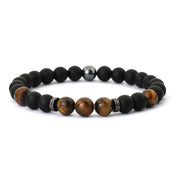 Mens Bracelet 8mm Onyx Tiger Eyes Stone Beaded Braclet Hematite Healing Braslet Cadeau Homme Leisure Accessories
