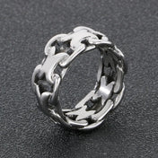 New Fashion Stainless Steel Gloosy X-shaped Hollow Ring for Men