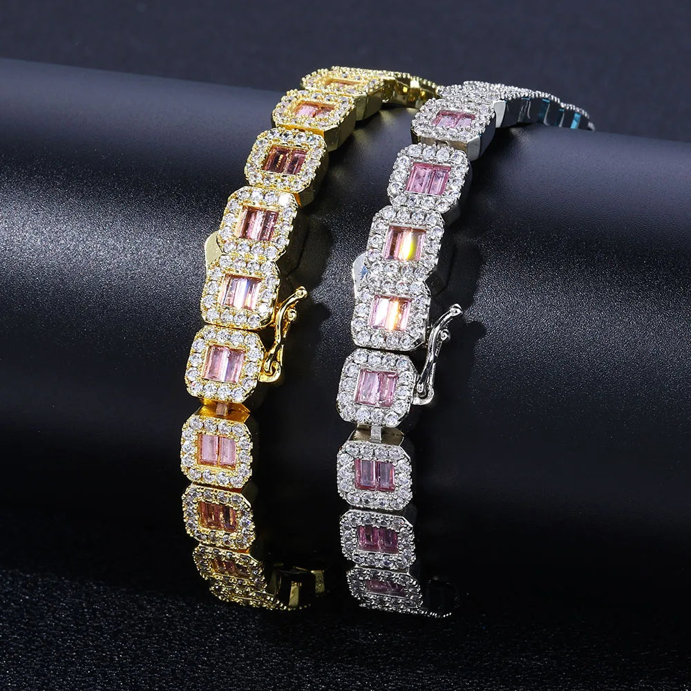 Gold Baguette Tennis Bracelet 8MM Iced Out
