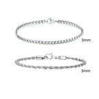 Rope Cuban Chain Bracelet 2pcs — Two-Tone