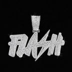 New Hip Hop Flash Lightning Large Letter Pendant Necklace With 13mm Cuban Chain Letters Necklaces For Men's Women Rapper Jewelry