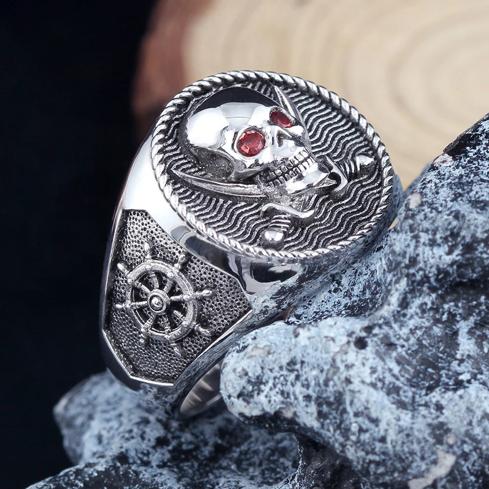 Skull Pirate Anchor Ring — 925 Silver