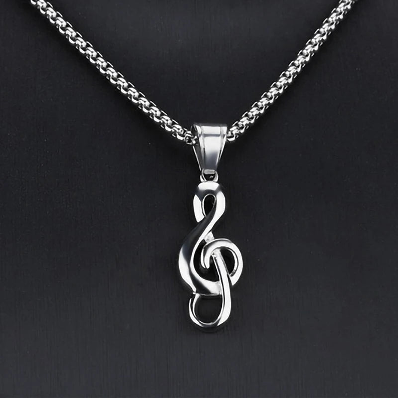 Gold Music Notation Box Chain Pendant Necklace