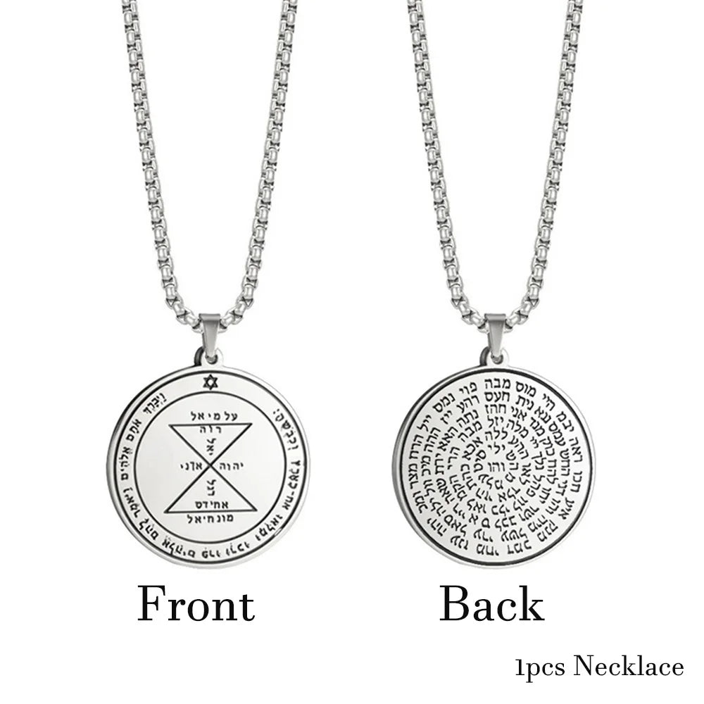 EUEAVAN Key of Solomon Necklace Double Side Third Pentacle of the Venus Protection Love Stainless Steel Necklaces Amulet Jewelry