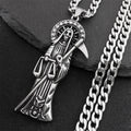 Santa Muerte Stainless Steel Pendant Necklace
