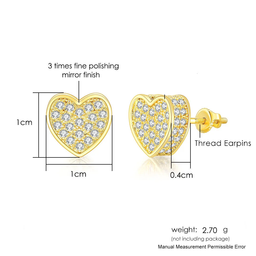 Iced Out Stud Earrings — Gold