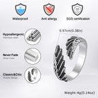 Punk Wings Ring for Men,Vintage Stainless Steel Open Adjustbale Ring,Hip Hop Jewelry for Daily Wear Party Gift
