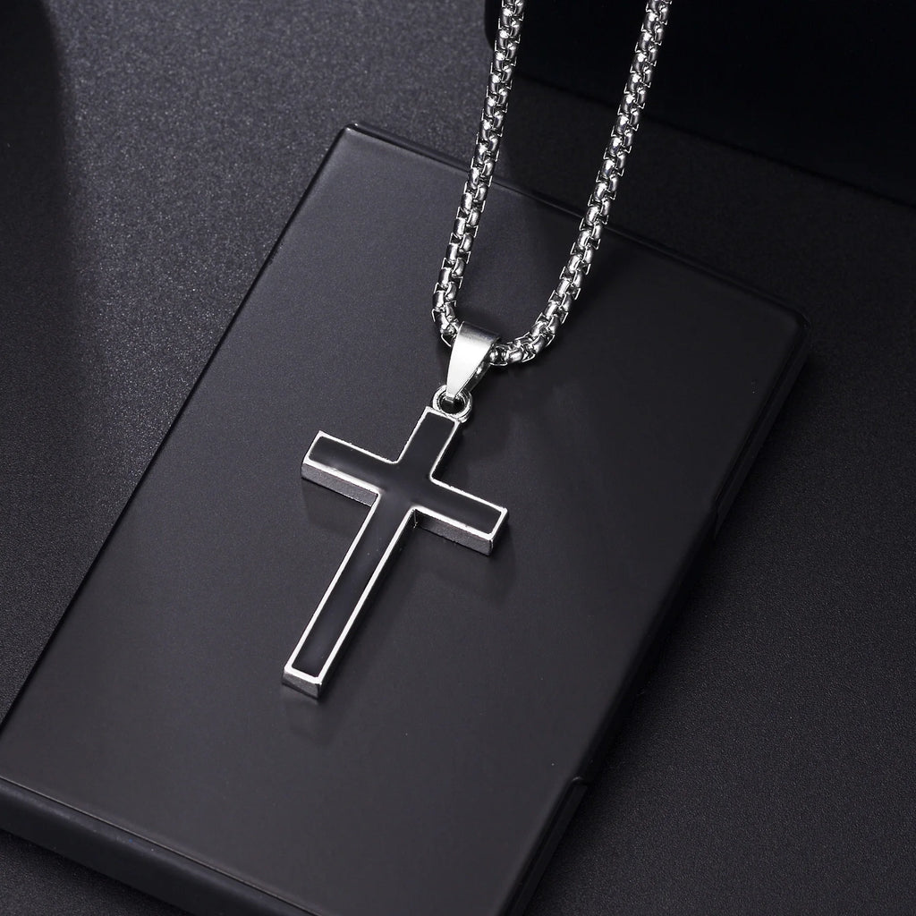 Christian Jesus Cross Necklace For Women Men Stainless Steel Chains Choker Religion Pendants Jewelry Prayer Baptism Gift