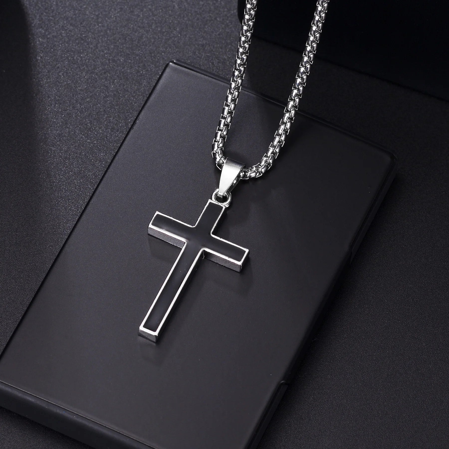 Christian Jesus Cross Necklace For Women Men Stainless Steel Chains Choker Religion Pendants Jewelry Prayer Baptism Gift
