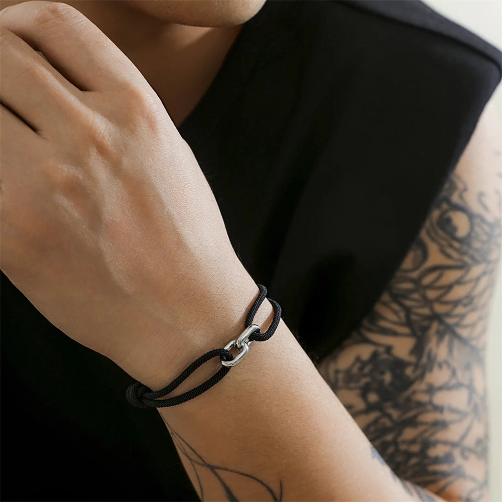 Fashion Simple Weaven Milan Rope Adjustable Bracelet Men Women Charm Steel Buckle Survival Wristband Couple Jewelry
