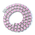 Tennis Chain Necklace Iced Out Pink Princess Cut