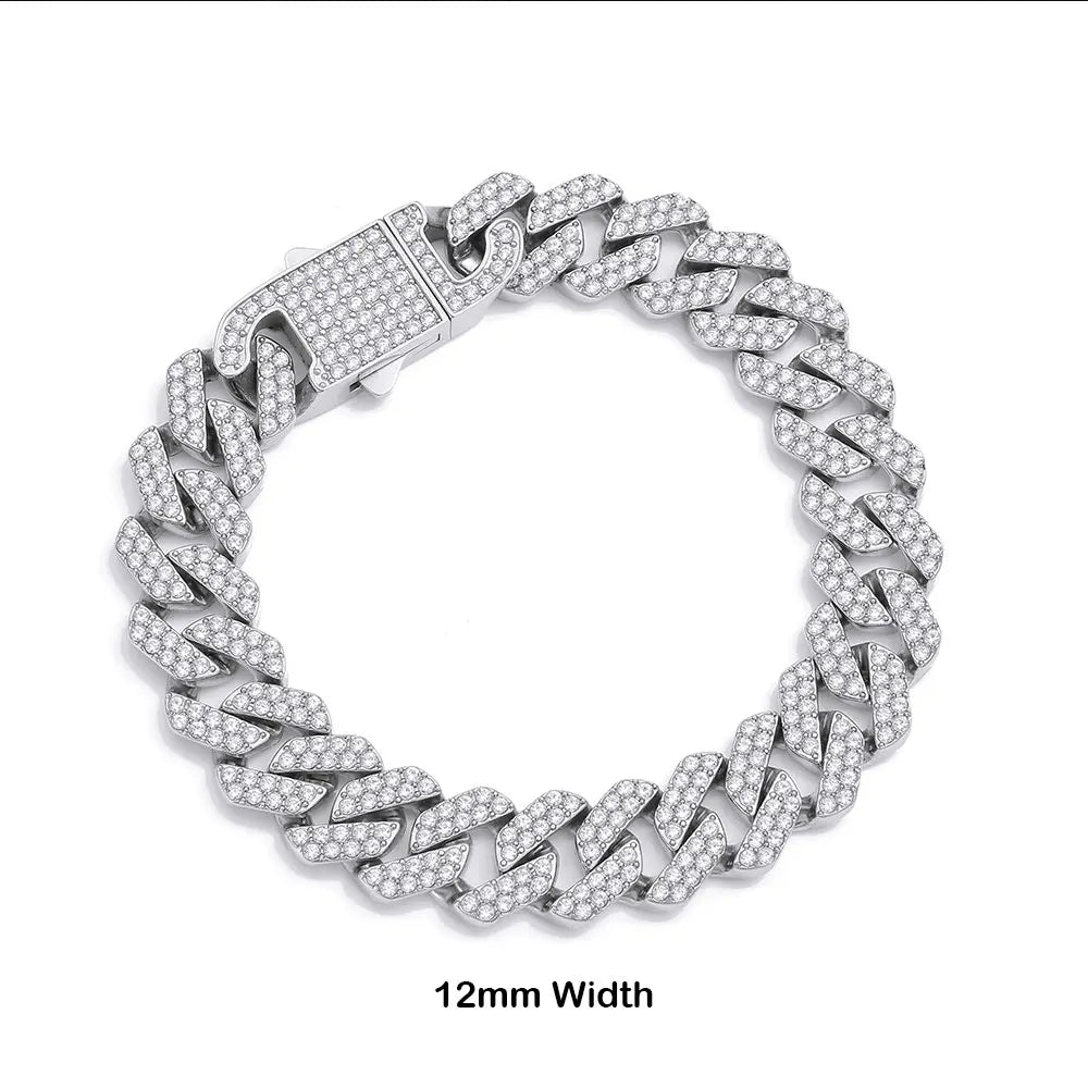 Iced Out Miami Cuban Chain Bracelet — Stainless Steel