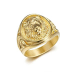 Lion Head Ring Gold Silver 3D Animal Band — Stainless Steel