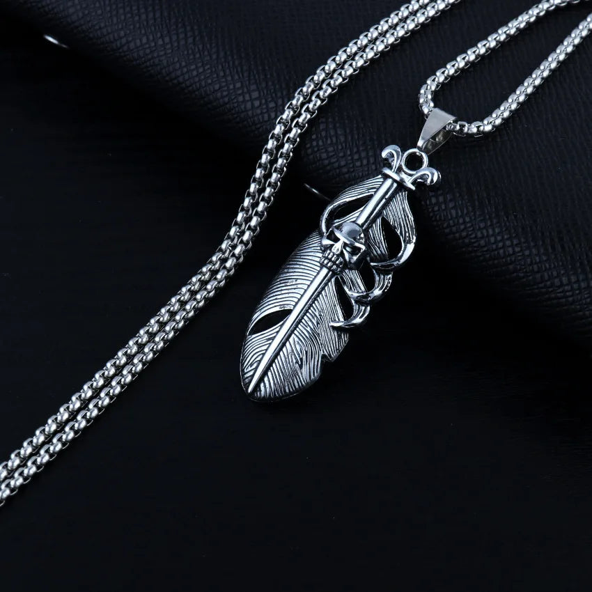 Skull Steel Pendant Japanese Korean Versatile